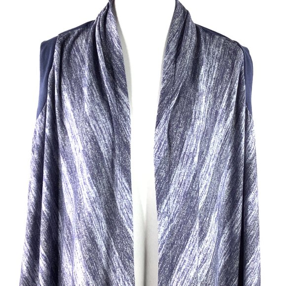 Logo Lori Goldstein Open Front Vest Cardigan Tunic Top M Blue Suede Stretch - Picture 3 of 14
